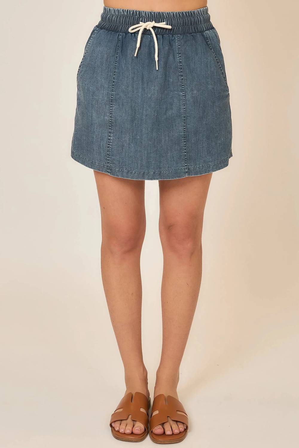 Cozy Casual - Soft Washed Denim Skort