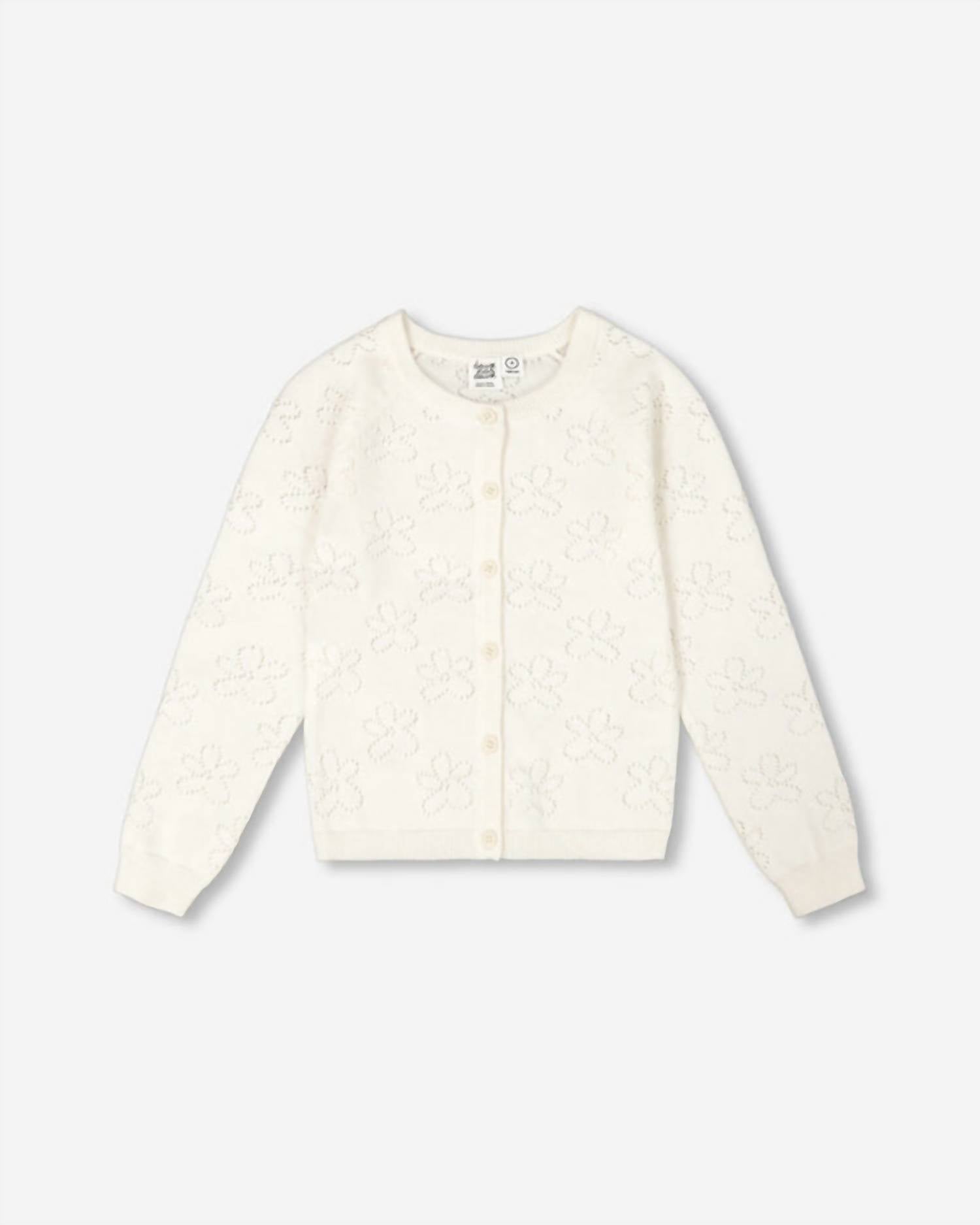 Deux Par Deux - Girls Pointelle Knit Cardigan