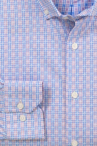 Scott Barber - Men's Jacquard Plaid Cotton Windowpane Check Sport Shirt