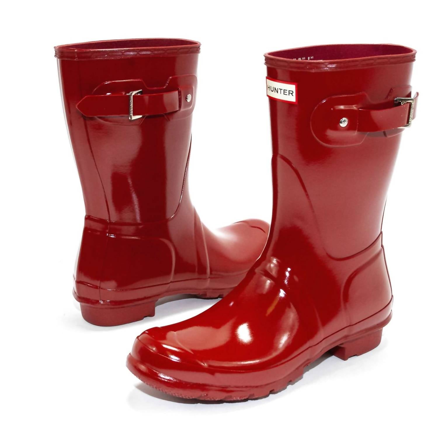 HUNTER Women's Original Short Gloss Rain Boots in military red - women's shoe - view 5