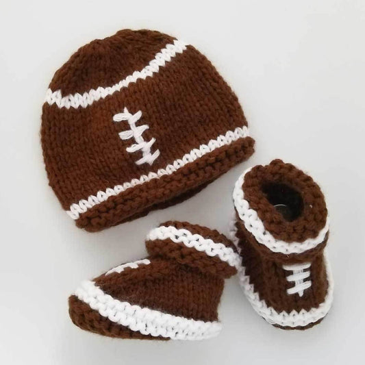 Huggalugs - Newborn Football Hat And Bootie Set