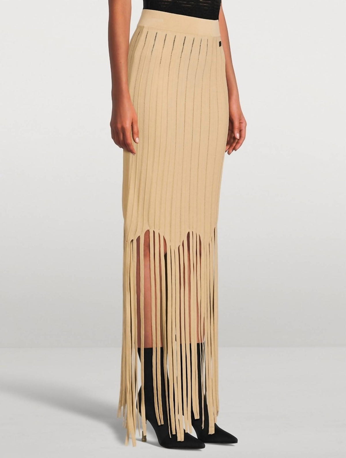 Balmain - Flechage Fringed Knit Long Skirt