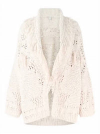 Autumn Cashmere - Women's Fringed Shawl-collar Cardigan