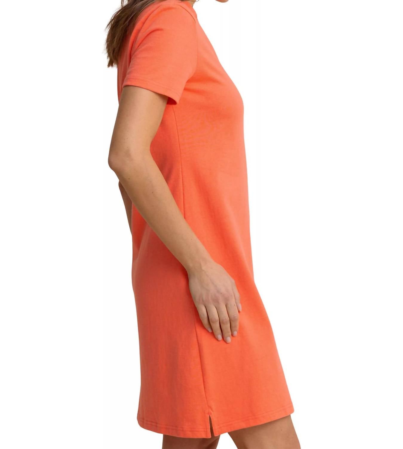 SOUTHERN TIDE Demi Solid Short Sleeve Polo Dress in sunset coral - women's dress - detail view
