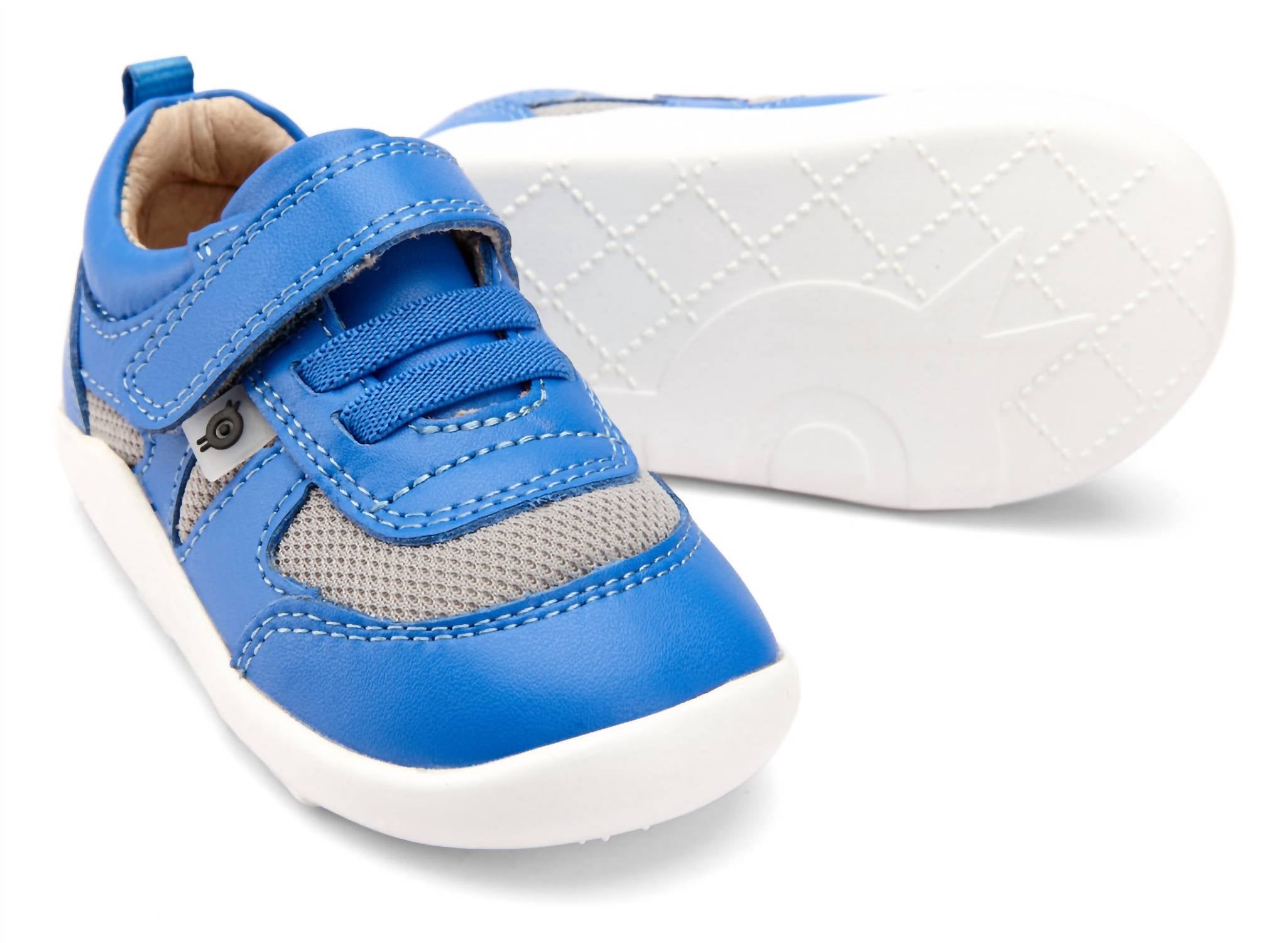 OLDSOLES Kid's 8010 Cruzin Sneakers in neon blue light grey mesh - kids' sneaker - view 4