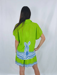 IslaPayal Women's Verona Top in zebra lime - women's t-shirt - detail view