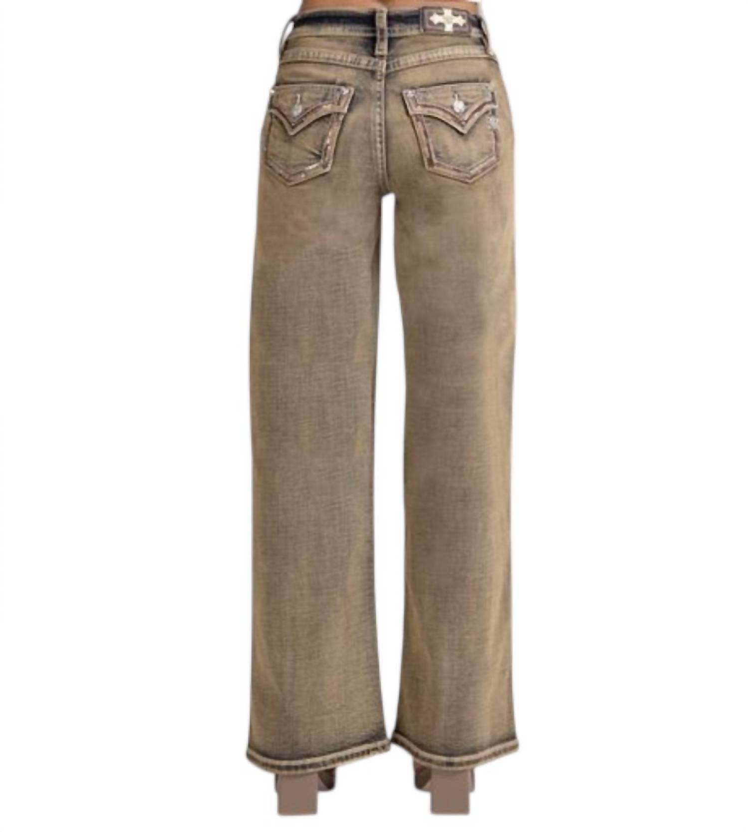 Miss Me - Stitch High Rise Wide Leg Jeans