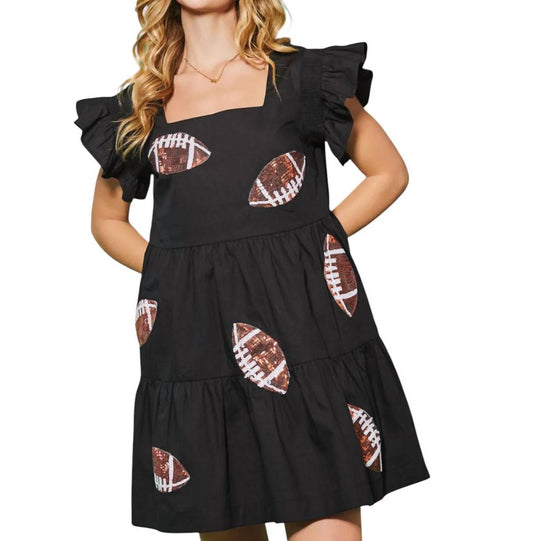 Oddi - SEQUIN FOOTBALL TIERED MINI DRESS