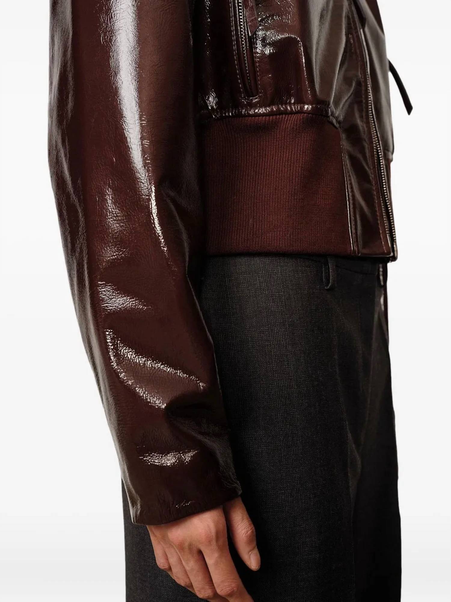 Birgitte Herskind Herry Leather Bomber Jacket in mahgonay - women's jacket - view 4