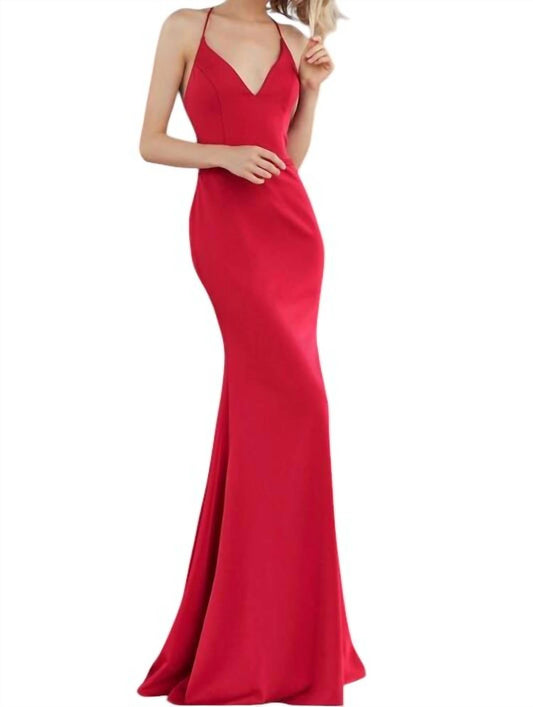 Jvn - Plunging Neck Open Back Fitted Dress