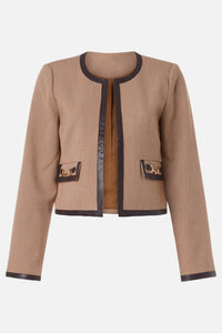 Derek Lam 10 Crosby Plaid Collarless Jacket in brown - women's jacket - view 6