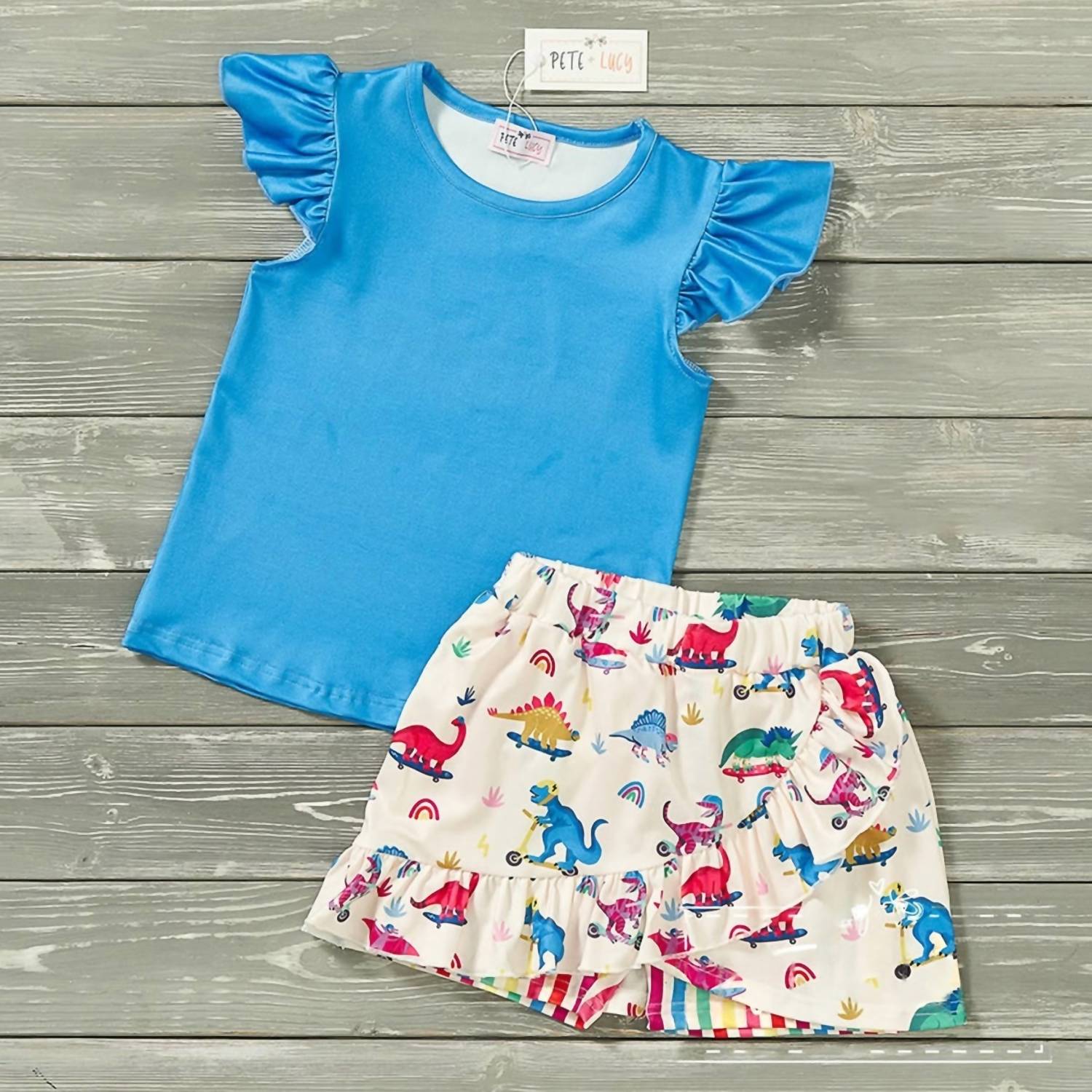 Pete + Lucy - Girls Dino Party Skort Set