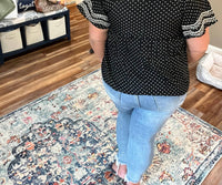 Andree By Unit - Embroidered Polka Dot Top