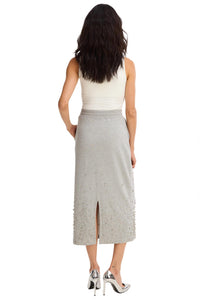 ALLISON NEW YORK Rhinestone Midi Skirt in heather grey - women's skirt - view 5