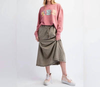 Easel Mineral Washed Cargo Skirt in olive - women's skirt - view 4