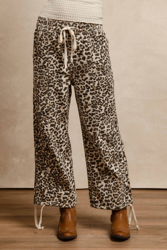 Bibi - Leopard Print Drawstring Pants