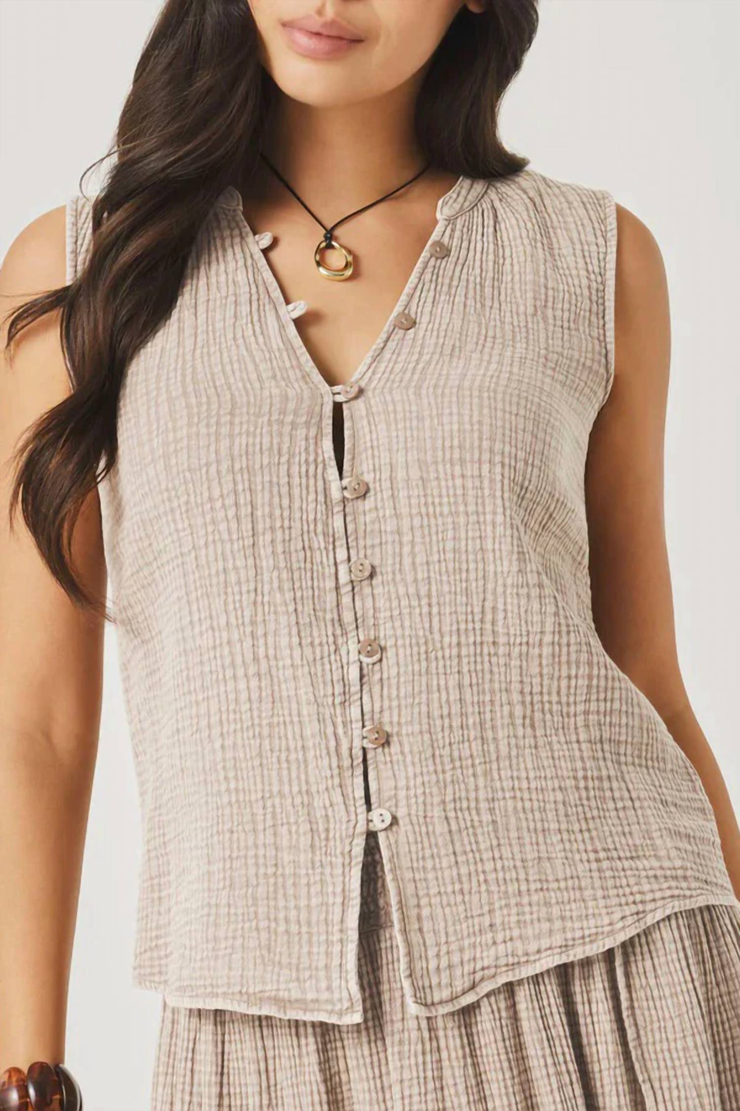 Splendid - Ava Gauze Button Tank