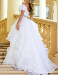 Ava Presley - Ruffled Off Shoulder Ball Gown