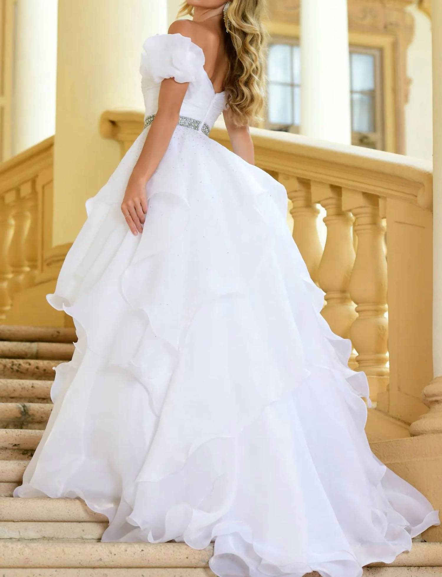 Ava Presley - Ruffled Off Shoulder Ball Gown