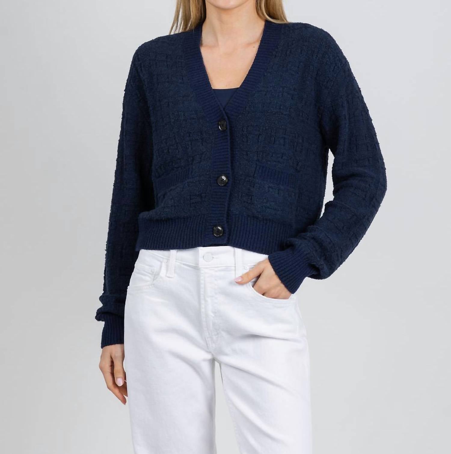 White + Warren - Textured Boucle Cardigan