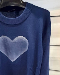 ANGEL Women's Heart Sweater in navy - women's sweater - detail view