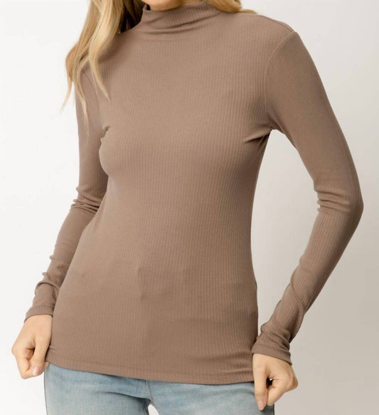 Ribbed Mock Neck Turtleneck Top