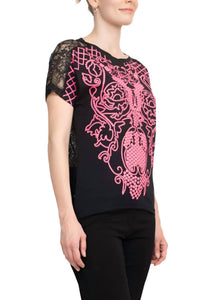Alberto Makali - Short Sleeve Embroidered Spandex Top