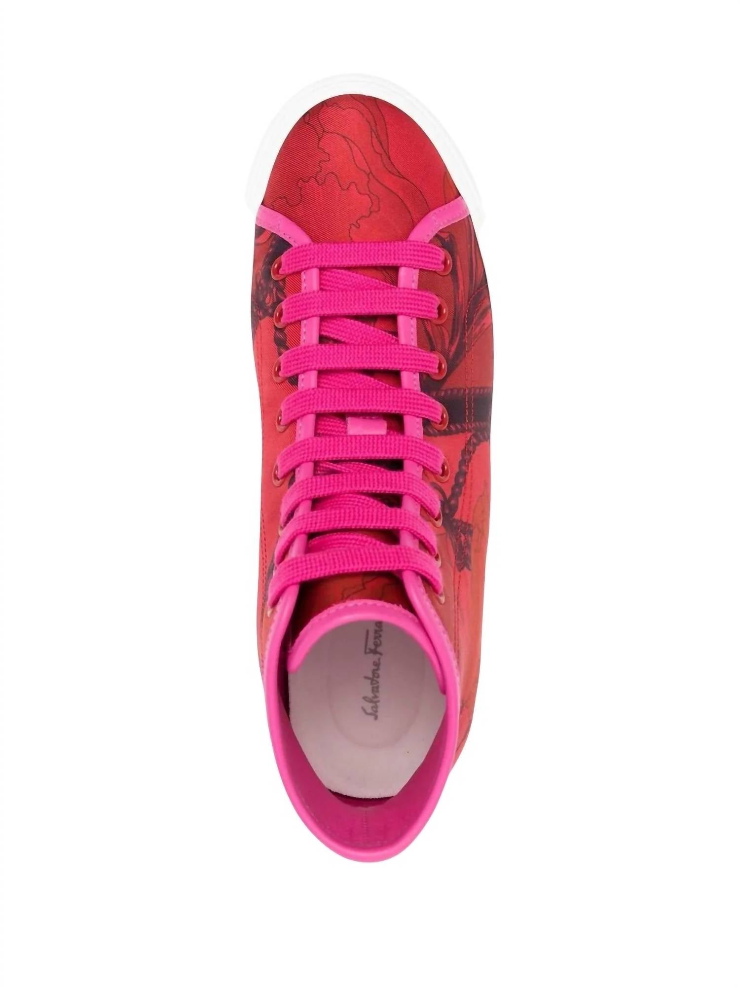 Salvatore Ferragamo - Women's Scarf-print High-top Trainer Sneakers