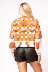 Queen Of Sparkles - Checkered Pumpkin Pie Button Up Cardigan