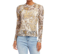 Karen Kane - Preeti Paisley Long Sleeve Mesh Top