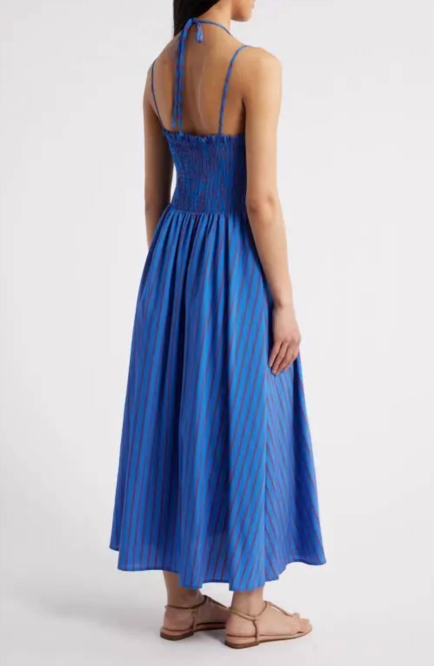FRNCH Laelia Maxi Halter Dress in bleu electrique - women's dress - detail view