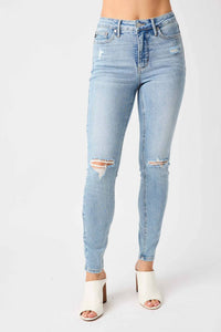 Judy Blue - Mid-rise Tummy Control Distressed Skinny Jeans