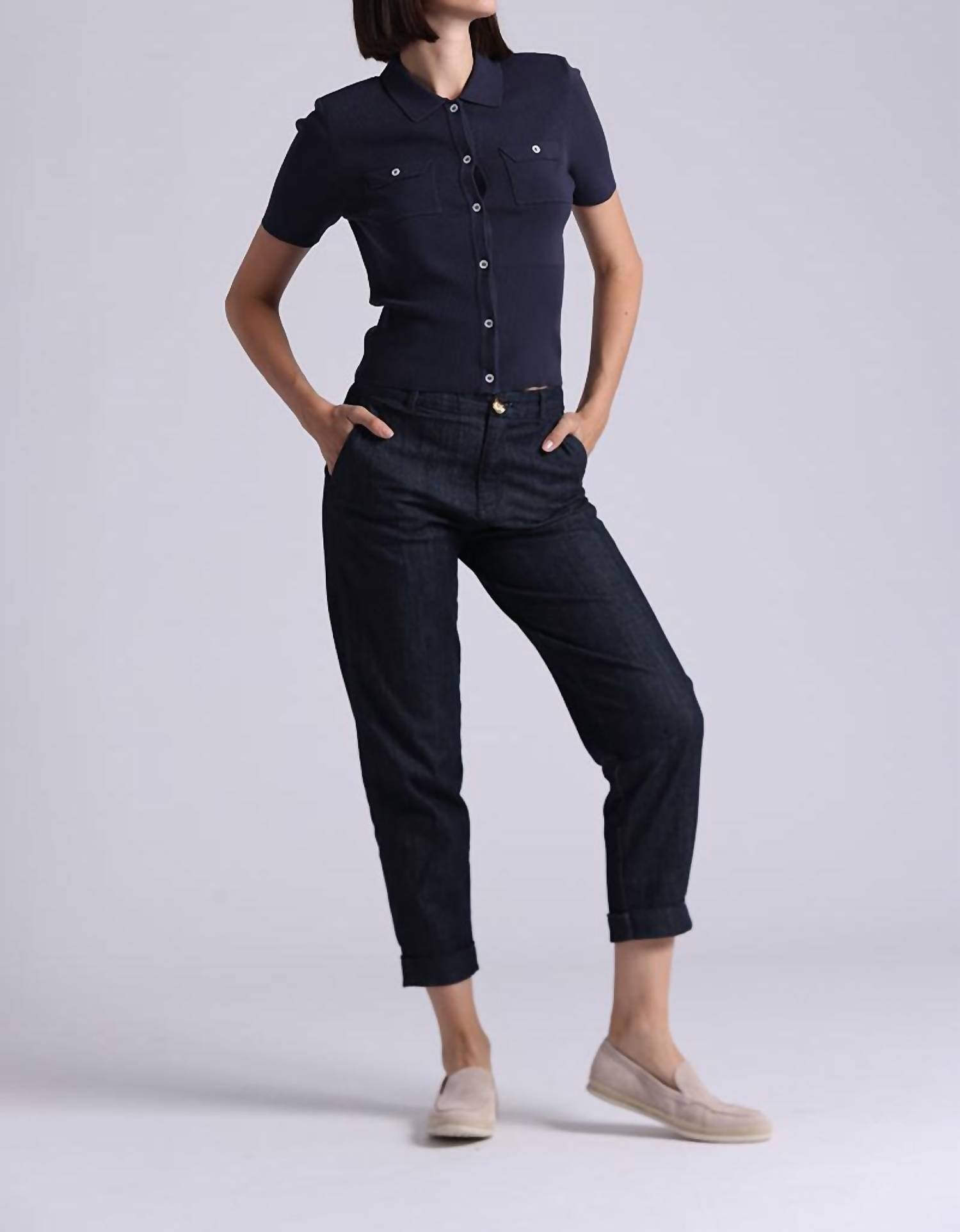 Minnie Rose - Short Sleeve Collared Shirt With Pockets