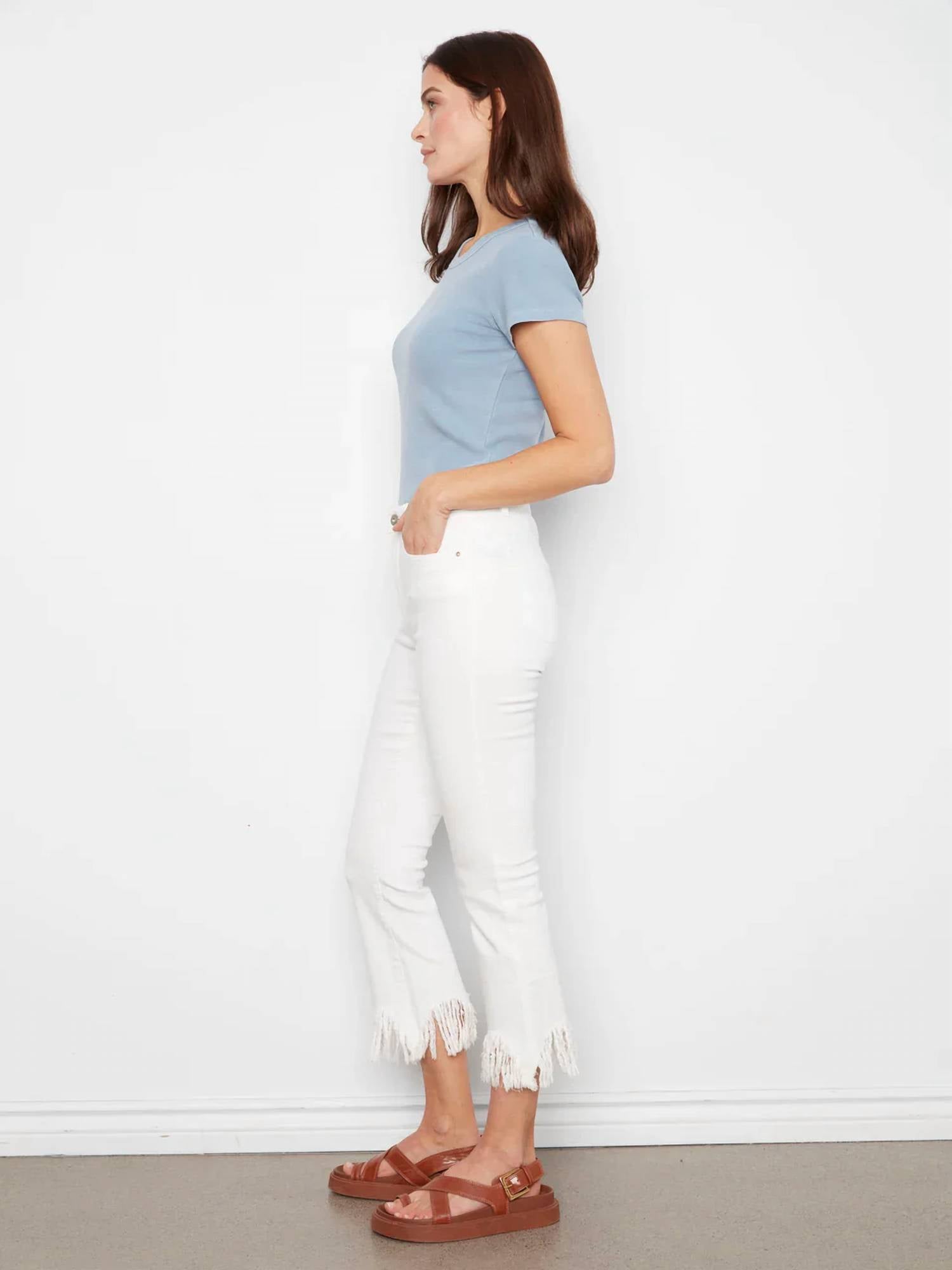 Charlie B - Cropped Fringed Hem Bootcut Jeans
