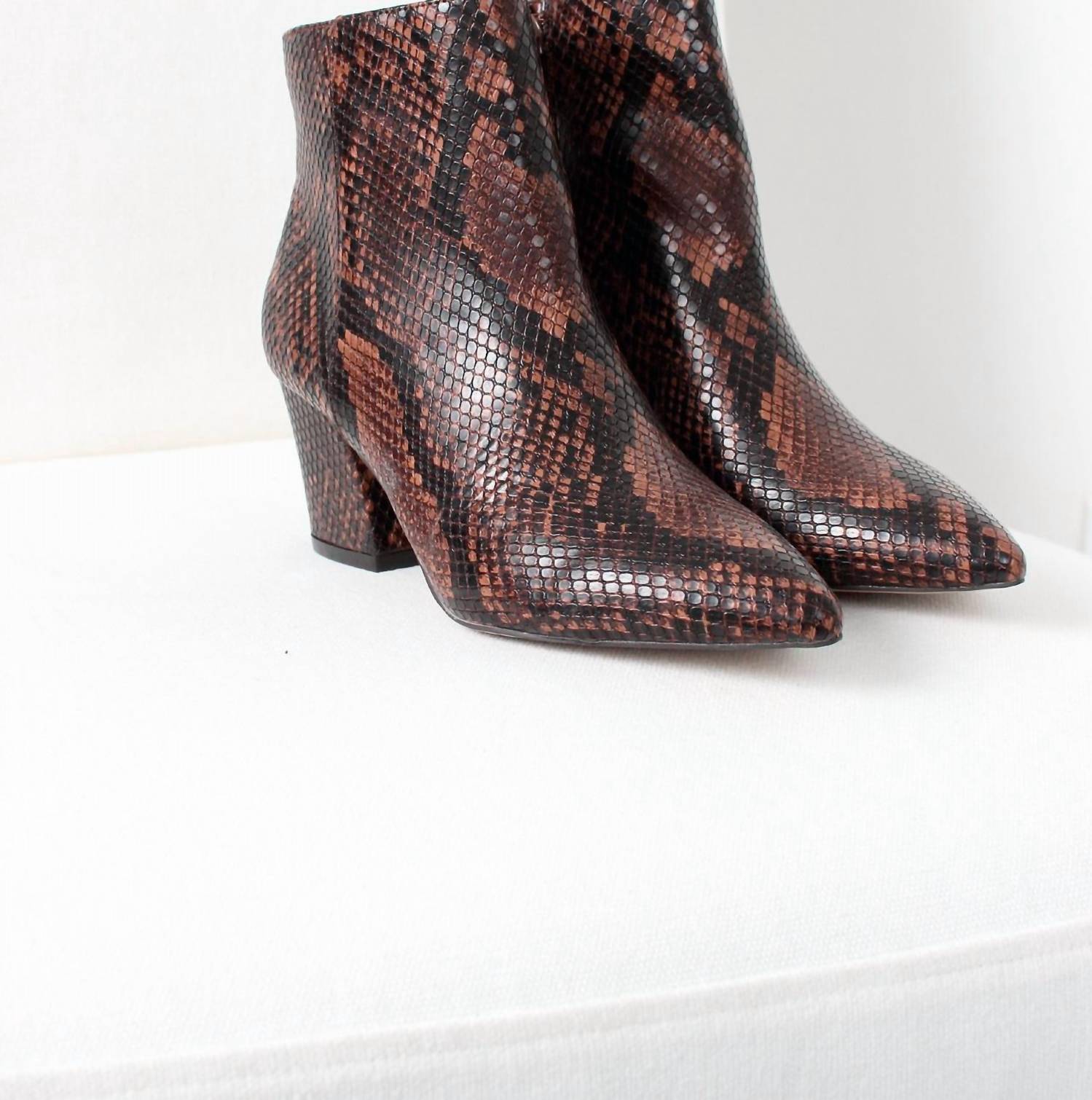 STEVE MADDEN Women's Block Heel Print Bootie in brown - women's shoe