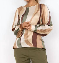 Soya Concept Long Sleeve Ines 1 Blouse in olive combi - women's blouse