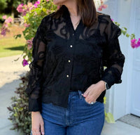 Esqualo - Flower Embroidery Modal Top