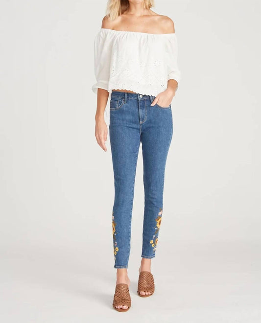 Jackie High Rise Skinny Jean Falling Sunflowers