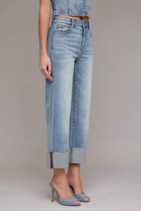 Risen - High Rise Straight Cuffed Jeans
