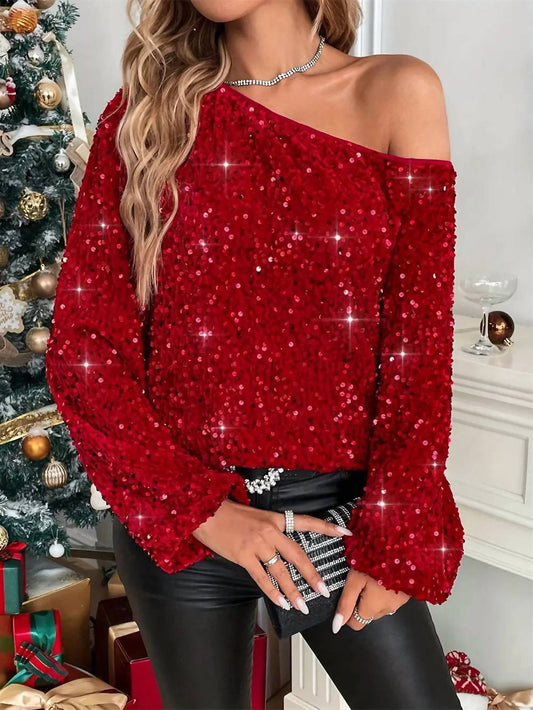 Hiddenbrand - Off The Shoulder Sequin Blouse