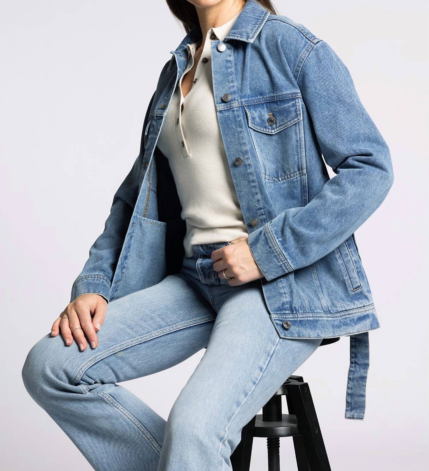 Thread & Supply Nevada Jacket in medium wash denim - women's jacket - view 6