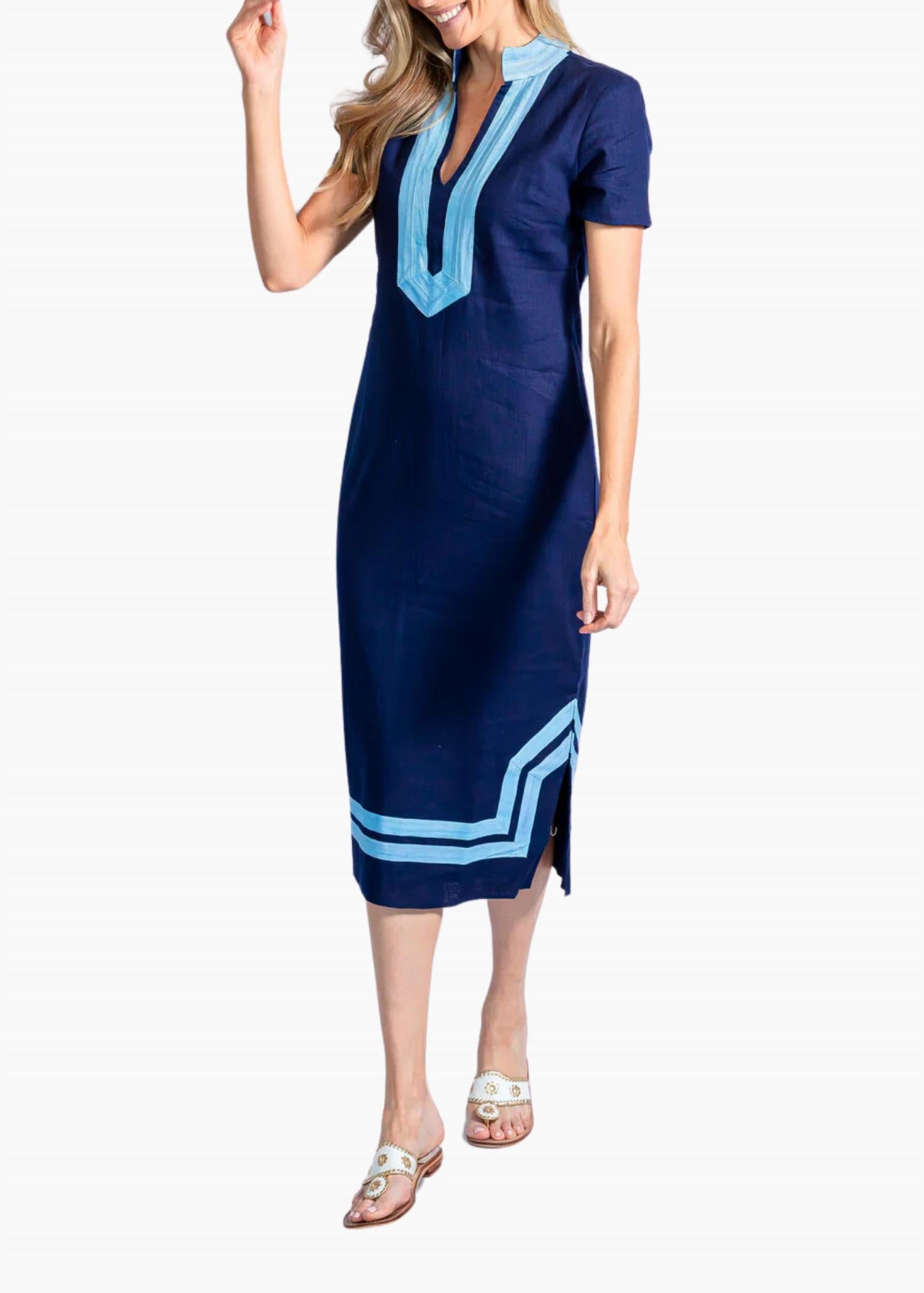 Sail To Sable - Short Sleeve Classic Maxi Tunic Dress