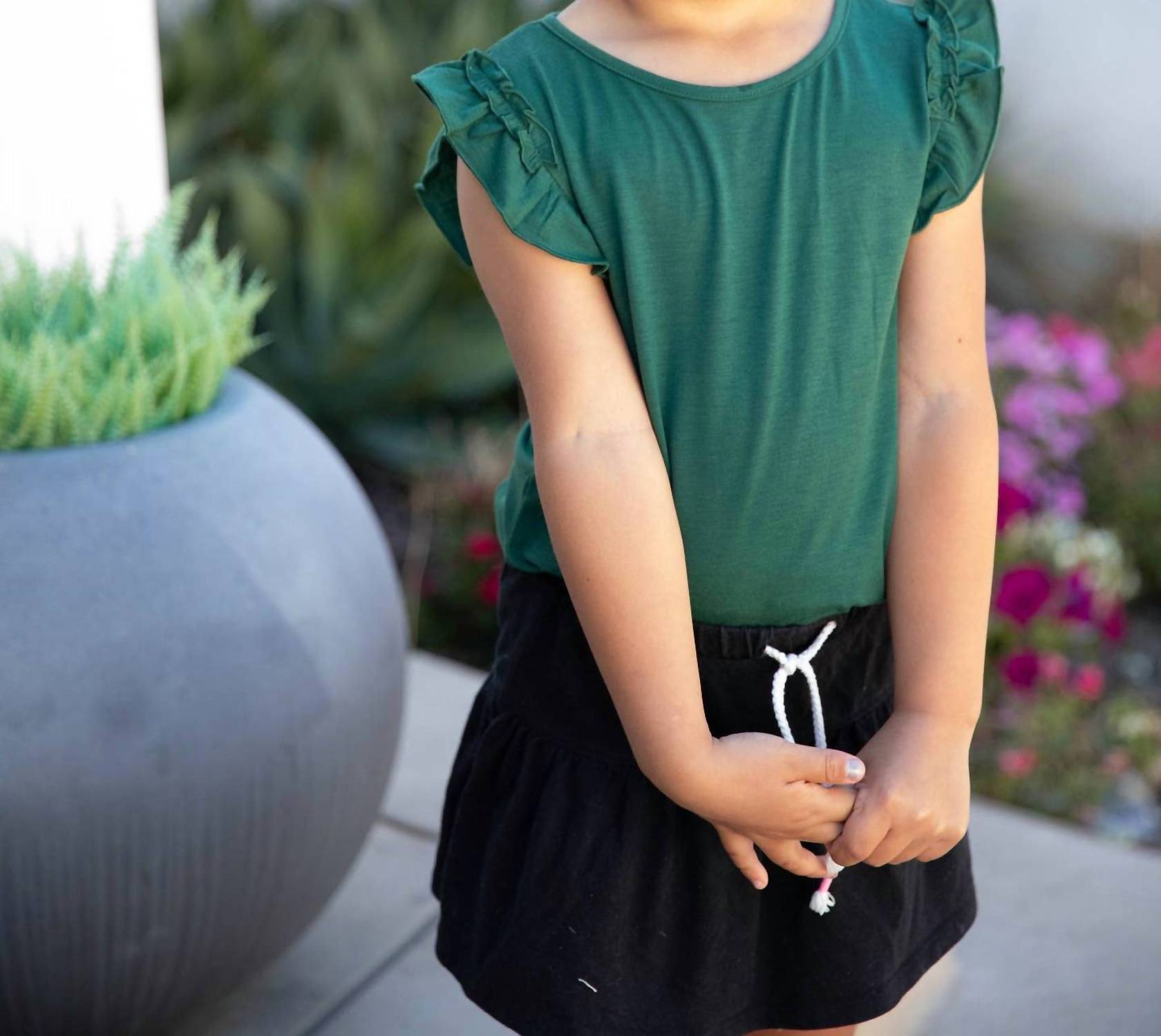 Tickled Teal - Girl's Ruffle Sleeve Blouse