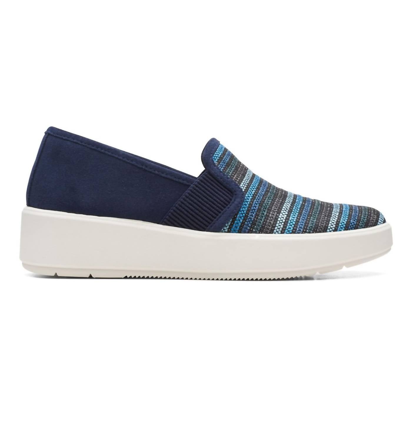 Clarks Women's Layton Petal Sneaker in navy interest - women's sneaker - detail view