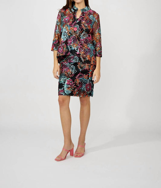 Frank Lyman - Floral Embroidered Hip-length Jacket