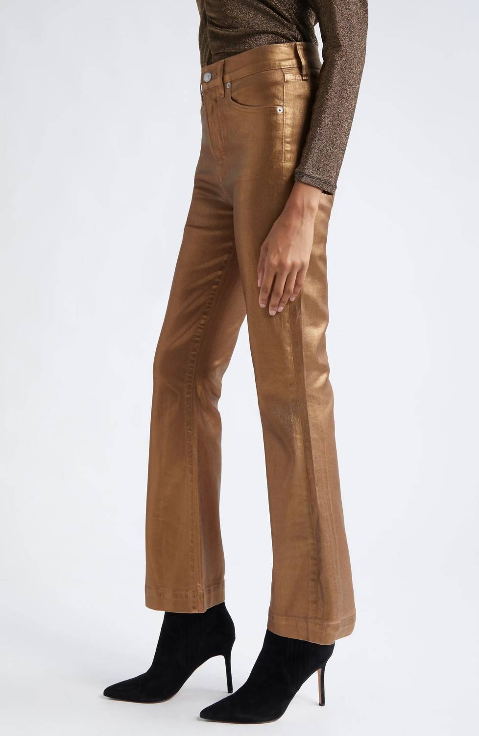 Veronica Beard - Carson Metallic Cropped Flare Jeans