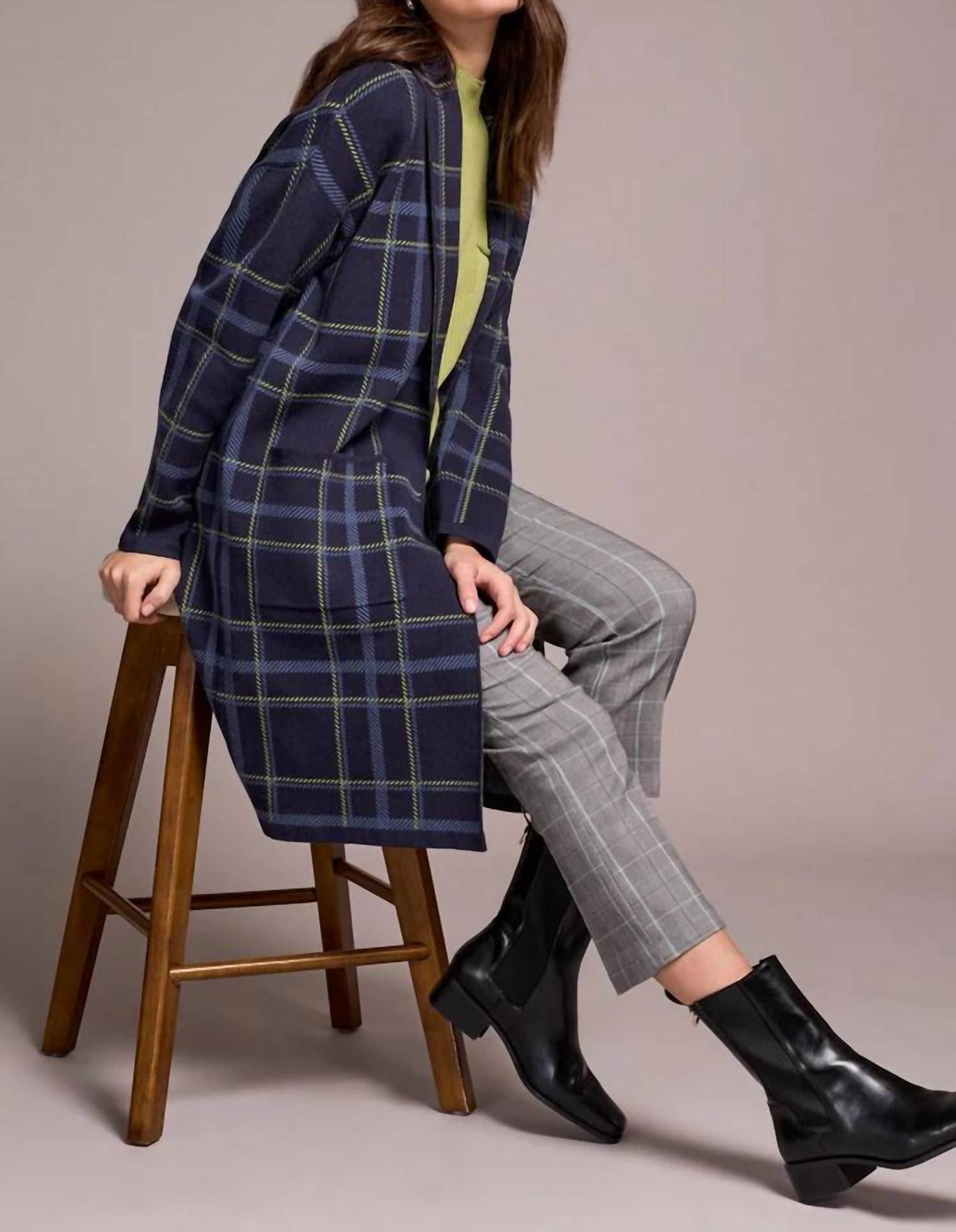 Tribal - Double Knit Plaid Coatigan