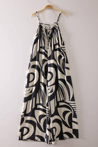Very J - Women's Sleeveless Oversized Abstract Print Jumpsuit