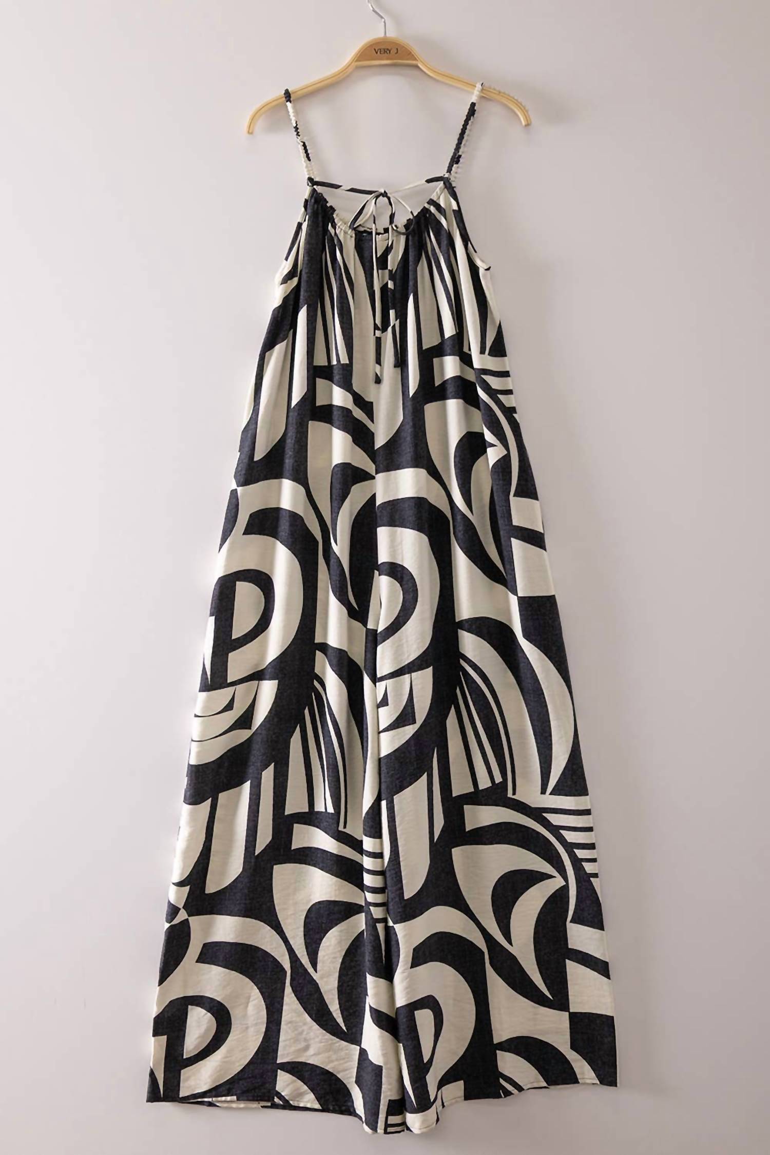 Very J - Women's Sleeveless Oversized Abstract Print Jumpsuit