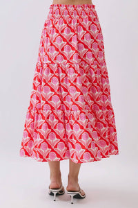 Tcec - Penelope Floral Print Smocked Waist Midi Skirt